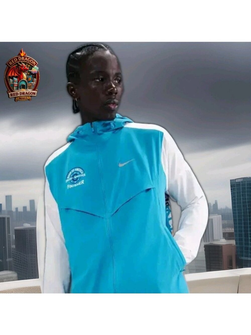 Nike Running Chicago Marathon Finisher Hooded Full-Zip UPF 40+ Jacket - Men's XL